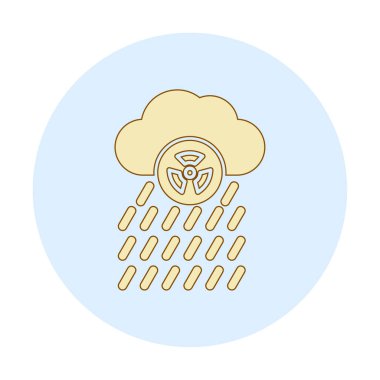 Düz dizaynlı bulut yağmuru simgesi. Asit Yağmuru vektörü 