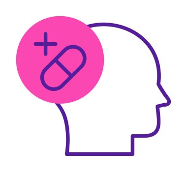 Tıbbi ve sağlık ikonu, vektör illüstrasyon. Ruh Sağlığı Konsepti                                    