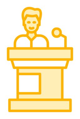 Konuşma standı ikonu, vektör illüstrasyonunda konuşma yapan erkekler