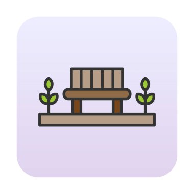 Park bankının ikonu. Düz renk tasarımı. vektör illüstrasyonu