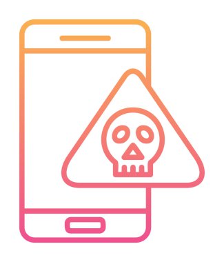 akıllı telefon ve kafatası simgesi tasarımı, tehlike ve uyarı teması, vektör illüstrasyonu