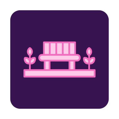 Park bankının ikonu. Düz renk tasarımı. vektör illüstrasyonu