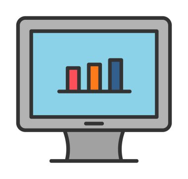 iş grafiği bilgisayar ekranında, vektör illüstrasyonu basit tasarım