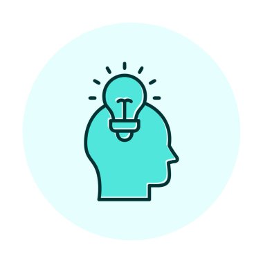 Ampul ışığı simgesi olan insan kafası, vektör illüstrasyonu 