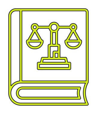 Adalet kitabı simgesi, vektör illüstrasyonu
