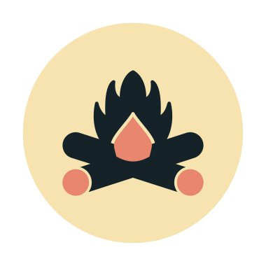 Kamp ateşi vektör renk çizgisi çizimi illüstrasyonu 