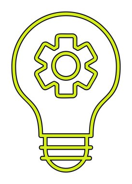 Simge vektör çiziminin içindeki vitesli basit ampul