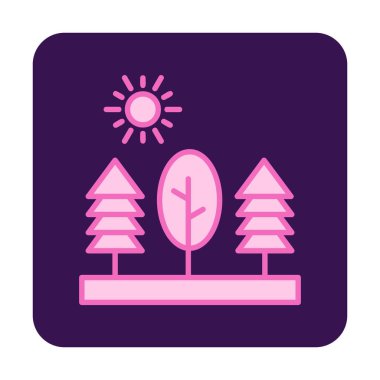 Ağaçlar, orman, doğa simgesi, vektör illüstrasyonu