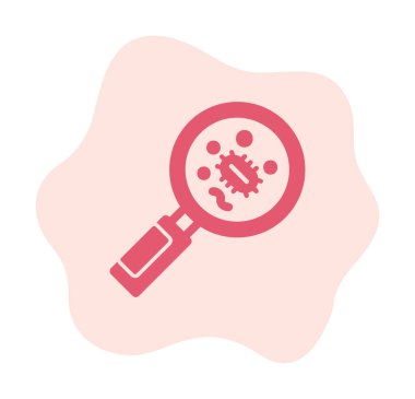 Büyüteç cam simgesi, vektör illüstrasyonu ile Bakteri aranıyor  