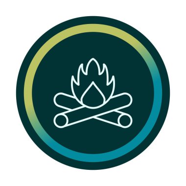 Kamp ateşi vektör renk çizgisi çizimi illüstrasyonu 