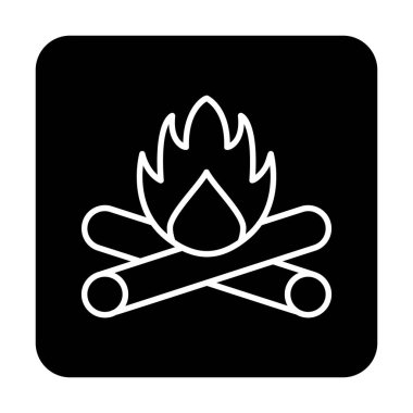 Kamp ateşi vektör renk çizgisi çizimi illüstrasyonu 