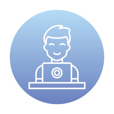 Dizüstü bilgisayarı olan adam vektör çizimi  