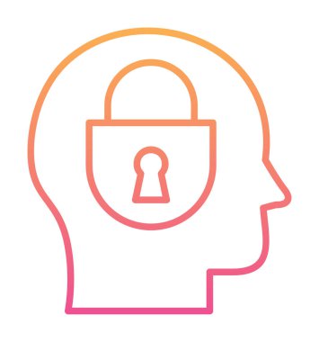 Erkekler kafasında kilit, yaratıcı vektör simgesi olan güvenlik kavramı