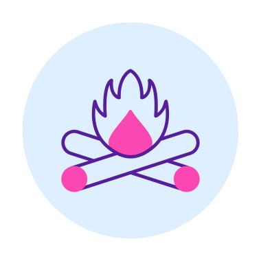 Kamp ateşi vektör renk çizgisi çizimi illüstrasyonu 