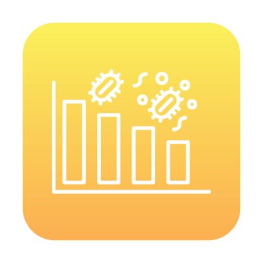 Grafik ve bakteri simgesi, vektör illüstrasyonu ile azalan kavram   