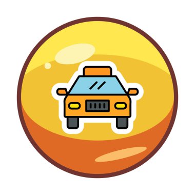 Basit taksi arabası simgesi, vektör illüstrasyonu