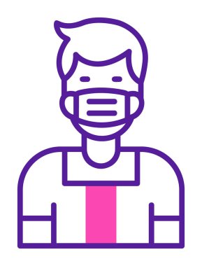 Düz genç adam tıbbi maske vektör tasarımı ile