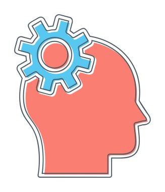 Düşünen baş simgesi, vektör çizimi basit tasarım