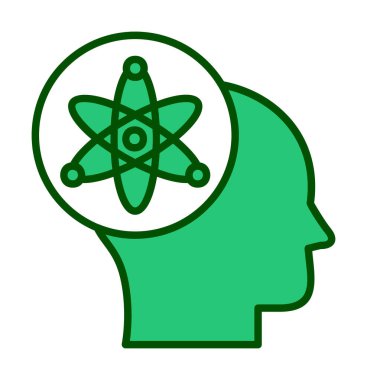 Atom, bilim simgesi, vektör illüstrasyon tasarımı olan insan kafası                                   