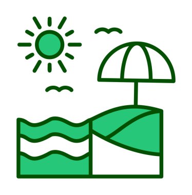 Yaz plaj ikonunun vektör illüstrasyonu 