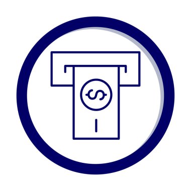 Beyaz arkaplan üzerinde basit tasarım olarak ATM slot satırı simgesinden para çek