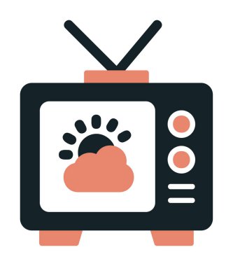 Hava sembollü TV simgesi, vektör illüstrasyonu basit tasarım