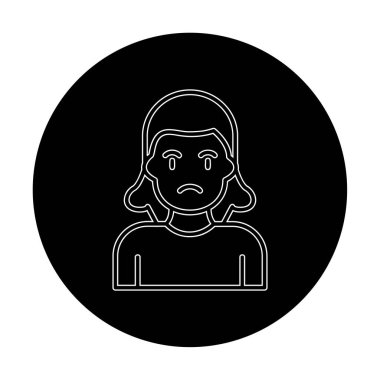 Üzgün kadın web simgesi basit vektör illüstrasyonu