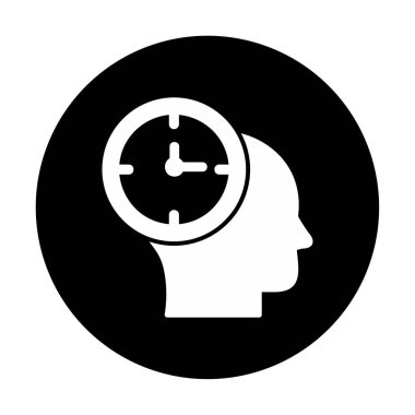 İnsan kafası ikonlu saat. vektör illüstrasyonu                          