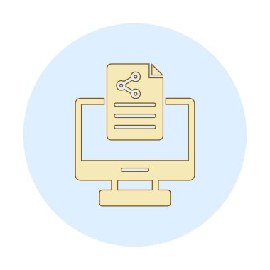 Simge vektör illüstrasyonunu paylaşan bilgisayar 