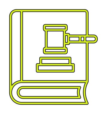 Hukuk kitabı ve tokmak. Web simgesi basit illüstrasyon 