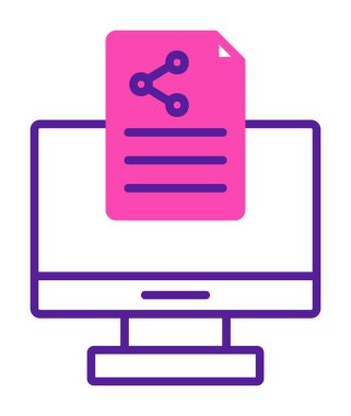 Simge vektör illüstrasyonunu paylaşan bilgisayar 