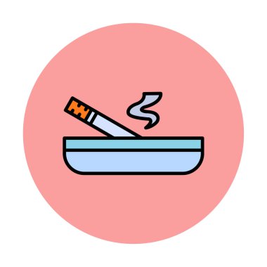 Kül tablası yanan sigara ikonu, vektör illüstrasyonu 