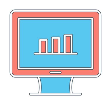 iş grafiği bilgisayar ekranında, vektör illüstrasyonu basit tasarım