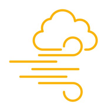 Bulutlu rüzgar simgesi, vektör illüstrasyonu 