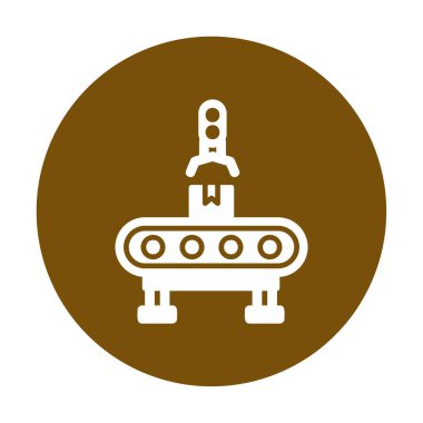 düz Fabrika Makine simgesi vektör çizimi  