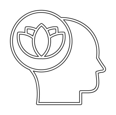 baş ve nilüfer çiçeği simgesi, vektör illüstrasyonu basit tasarım