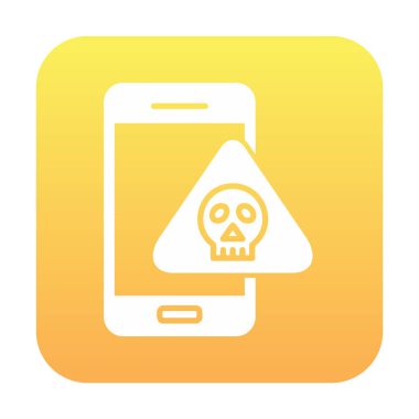 akıllı telefon ve kafatası simgesi tasarımı, tehlike ve uyarı teması, vektör illüstrasyonu