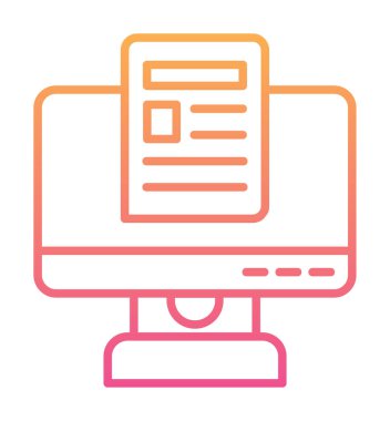 Yazı simgesi, vektör illüstrasyonlu bilgisayar ekranı