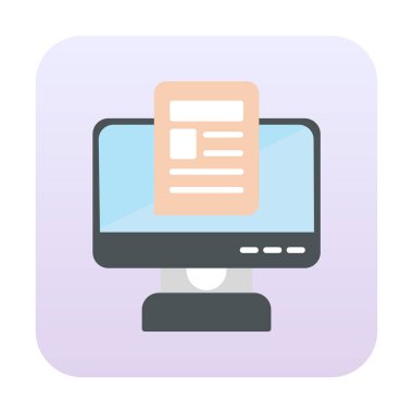 Yazı simgesi, vektör illüstrasyonlu bilgisayar ekranı