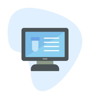 test tüpü ve bilgisayar ekran simgesi modayı izole etti. Bilgisayar Bilimi                                          