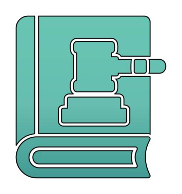 Hukuk kitabı ve tokmak. Web simgesi basit illüstrasyon 