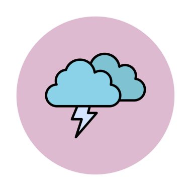 Yıldırım ikonlu fırtına bulutları. vektör illüstrasyonu                   