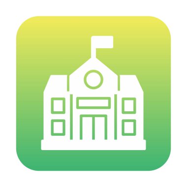 Okul binası simgesi, vektör illüstrasyonu