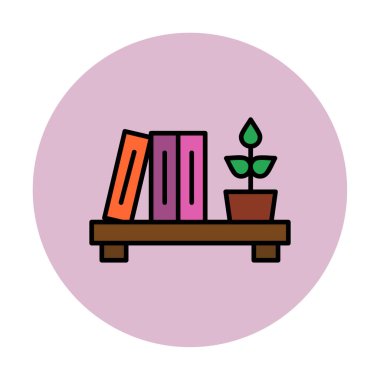 kitaplık düz simge, vektör illüstrasyonu 