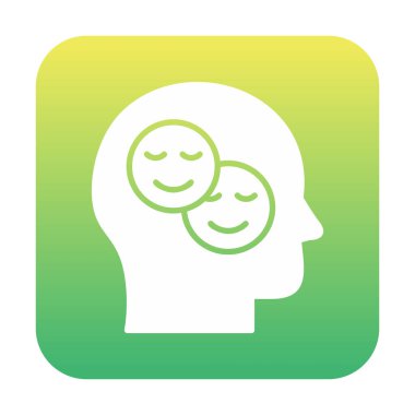 Gülümseyen emojilerle insan kafası, vektör illüstrasyonu