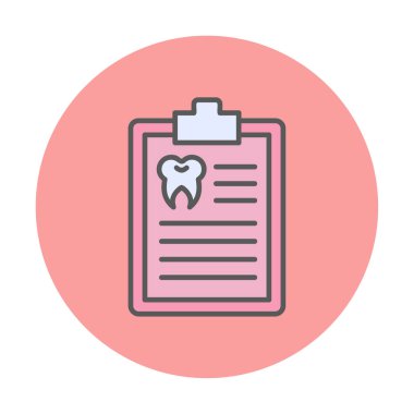 Dişlerinde pano simgesi var. Web için Tıbbi Rapor vektör simgesinin basit illüstrasyonu              