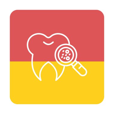 Diş simgesi, vektör illüstrasyonunda Bakteri aranıyor  