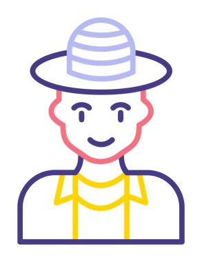 Turist şapkası simgesi, vektör illüstrasyonu 