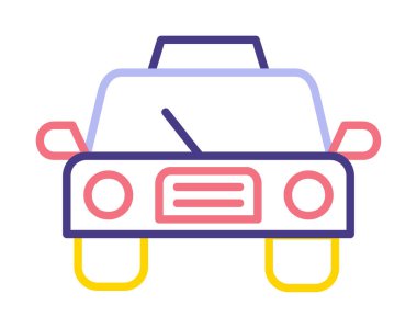 Basit taksi arabası simgesi, vektör illüstrasyonu