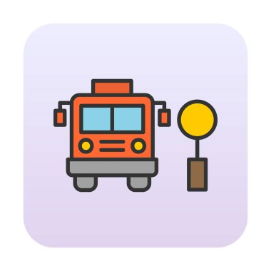 Otobüs Durağı vektör düz simgesi simgesi